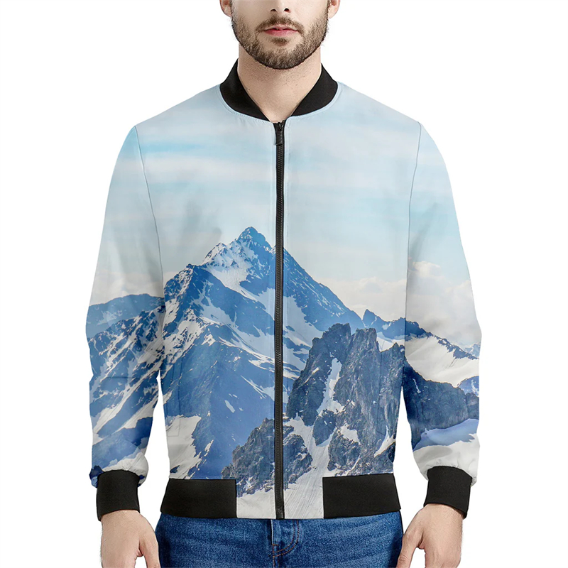 Quality Winter Clothing Bomber Jacket - 산악 3D 프린트 봄버 재킷, 남녀공용