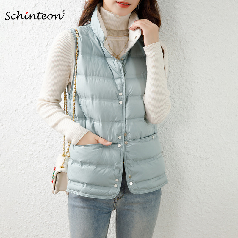 Down Vest Ultralight - Schinteon 여성 초경량 화이트 오리 다운