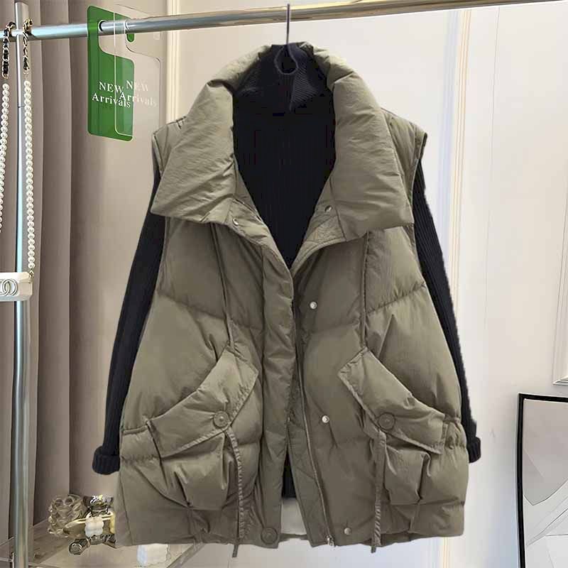 Down Vest Ultralight - 한국 패션 실크 플로스 조끼 코트