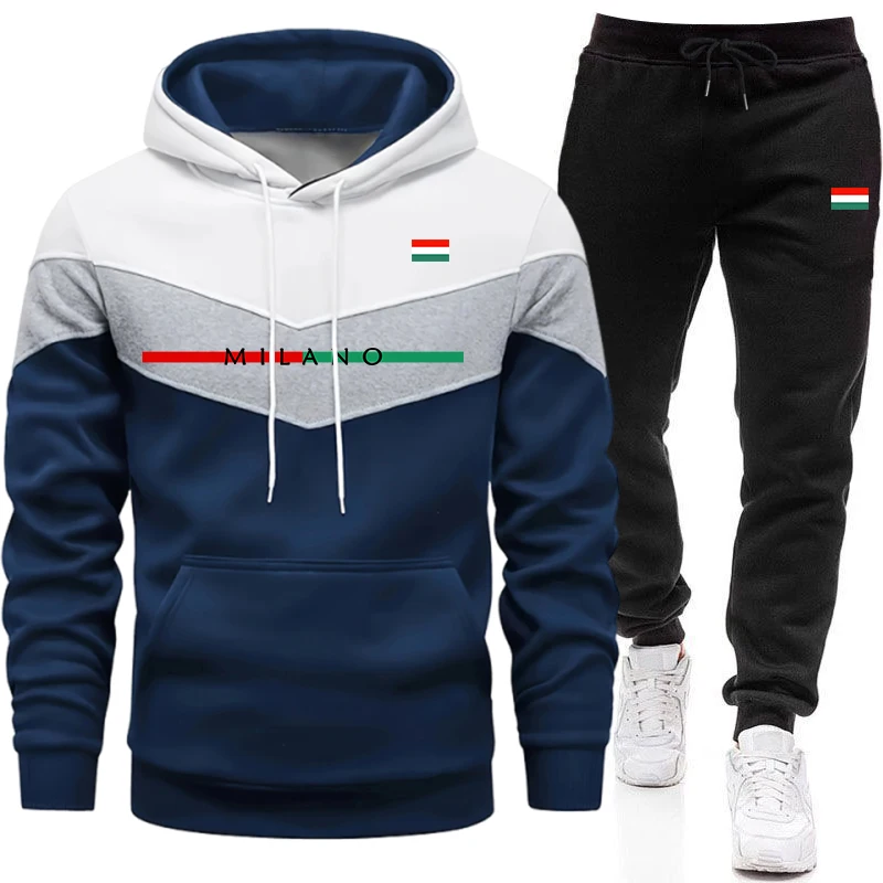 Winter Clothing Hoodie - 남성용 고품질 트랙슈트 캐주얼 3색 스플라이스