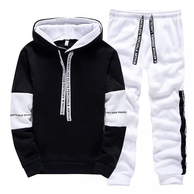 블랙 화이트 남성 운동복 패션 캐주얼 후드 티셔츠 야외 - Winter Clothing Hoodie 리뷰 및 가격