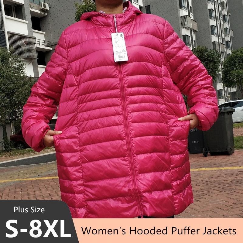플러스 사이즈 5XL 6XL 7XL 여성용 후드 퍼퍼  - Winter Clothing Plus Size 리뷰 및 가격