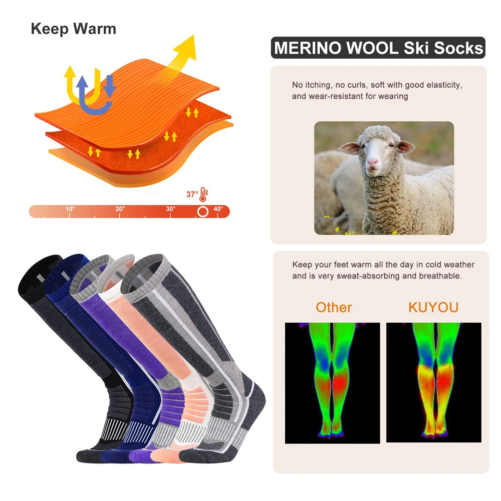 1 쌍 메리노 울 열 양말 남성 여성 겨울 긴 따뜻한  - Thermal Sock Merino 리뷰 및 가격