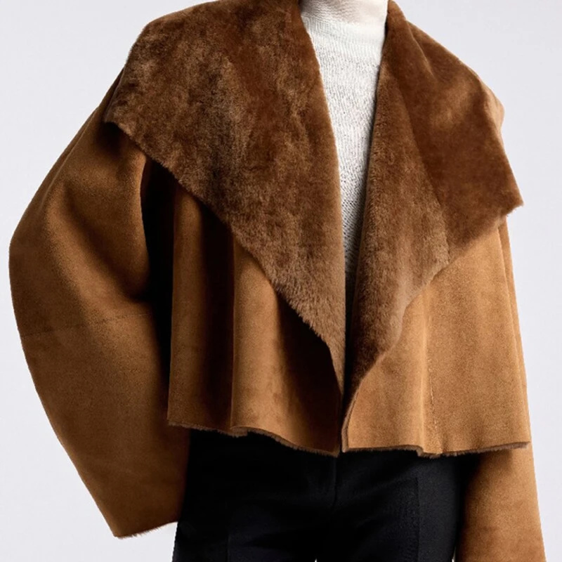 여성용 인조 스웨이드 재킷 리버시블, 숏 코트 라펠 칼 - Winter Clothing Pictures 리뷰 및 가격