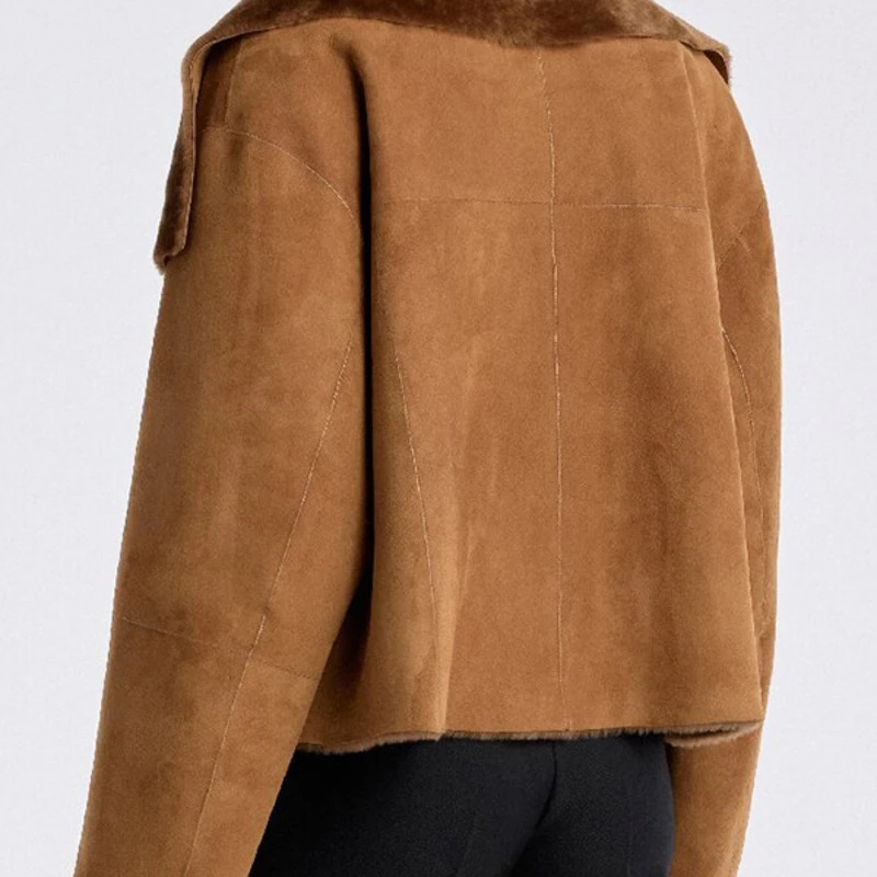 여성용 인조 스웨이드 재킷 리버시블, 숏 코트 라펠 칼 - Winter Clothing Pictures 리뷰 및 가격
